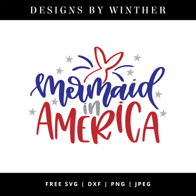 Free Mermaid in America SVG DXF PNG & JPEG