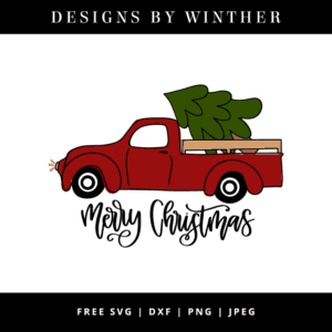 Free Merry Christmas truck svg dxf png & jpeg – Designs By Winther