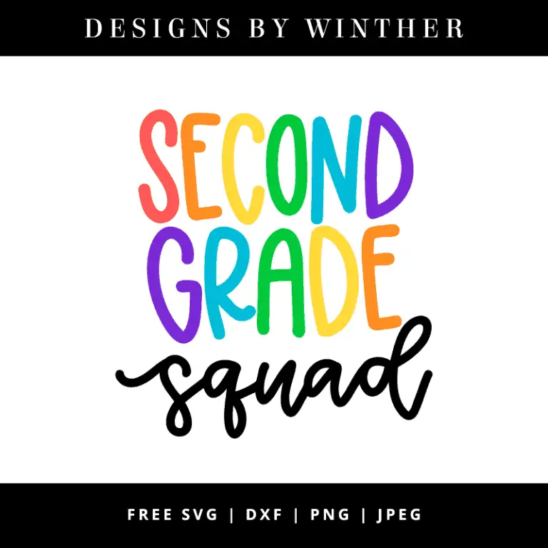 Free second grade squad svg dxf png & jpeg – Designs By Winther