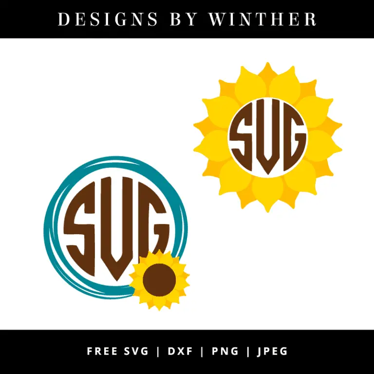 Free Sunflower Monogram SVG DXF PNG & JPEG