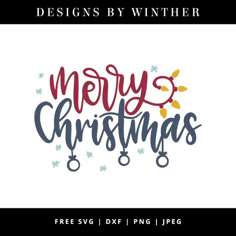Free Merry Christmas w. Lights SVG DXF PNG & JPEG