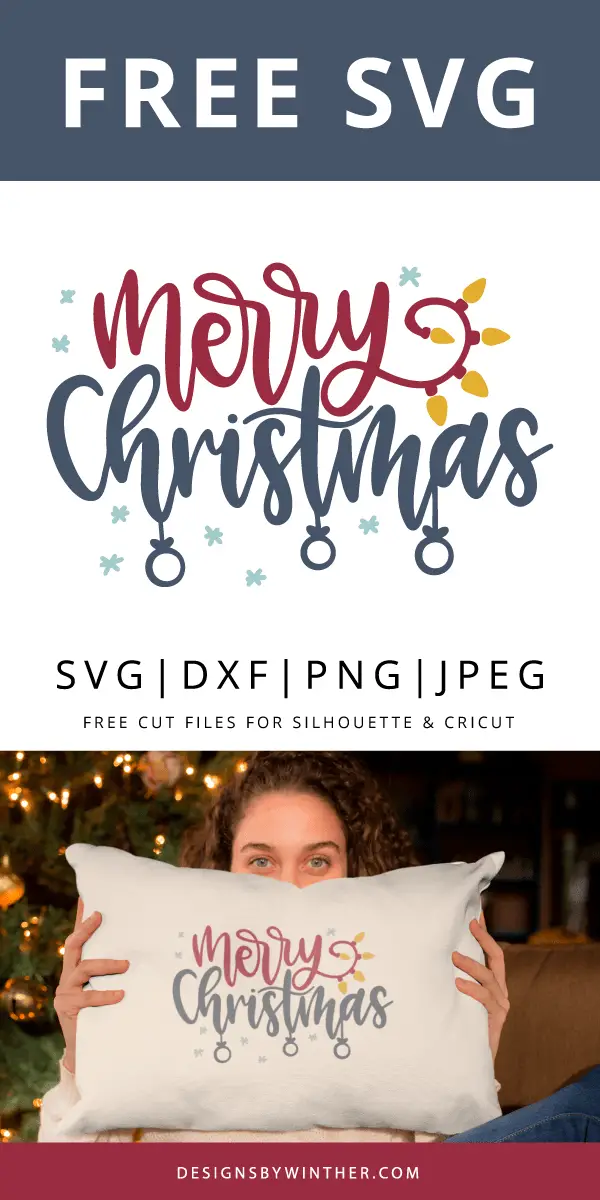 Free Merry Christmas w. Lights SVG DXF PNG & JPEG – Designs By Winther